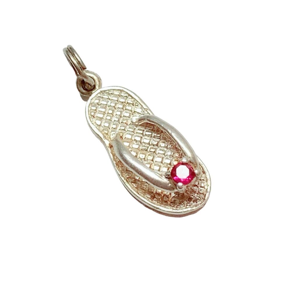 925 Sterling Silver Cubic Zirconiaβ Flip Flop Sandal Pendant